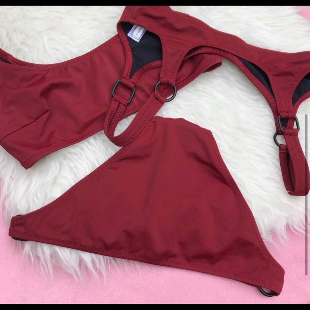 Solid & Striped 3 Piece Burgundy Swim Suit Sz S 💕 - Picture 2 of 3